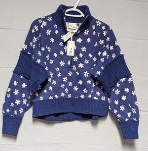 NWT Anthropologie Daily Practice Indy Half Zip Pullover Sweatshirt Size M Floral